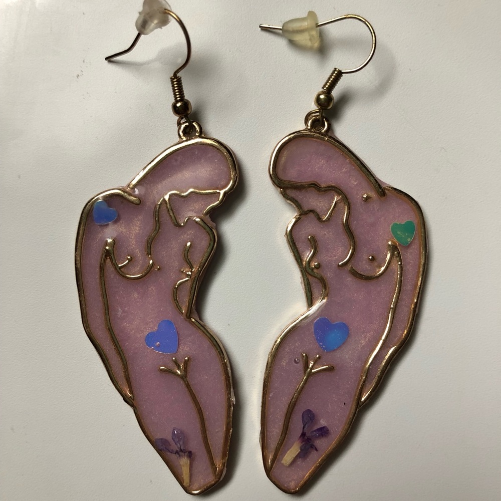 Resin Earrings with Gold Wire